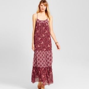 Boho burgundy maxi dress